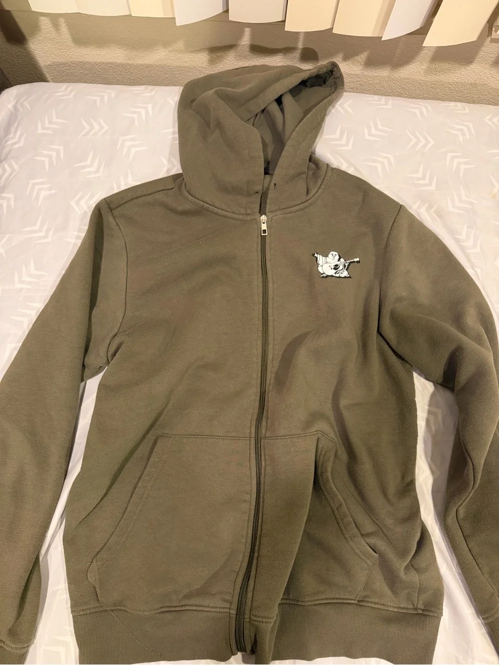 True Religion Olive Green Zip-Up Hoodie Sweater